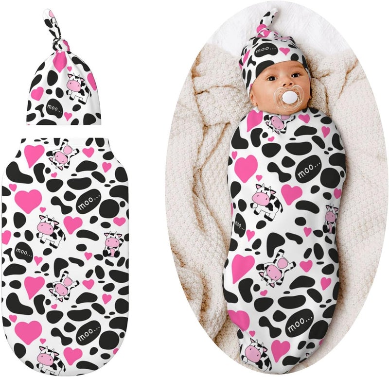 Figtihw Cute Cow Swaddle Blankets Newborn Receiving Blanket Baby Swaddle Wrap Soft Sleeping Sack for Baby Girls Boys - Image 1